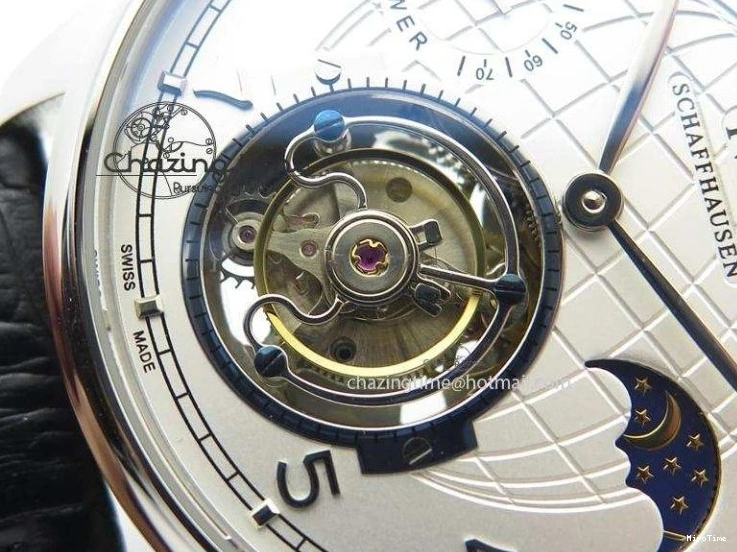 MIROTIME 0120 UrbanStyle Portuguese Tourbillon Power Reserve Moonphase SS White Dial On Black Leather Strap 7318